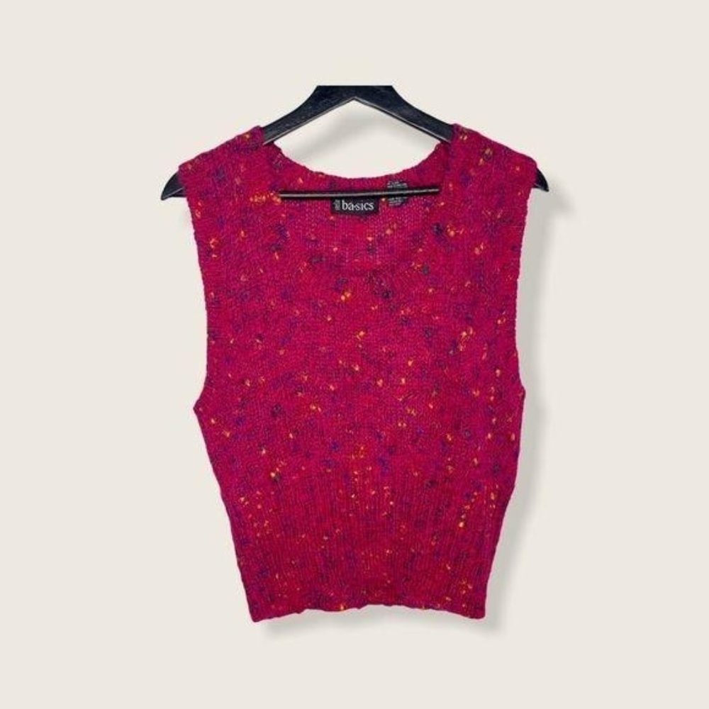 Vintage 90s Stefano Basics Sleeveless Mohair Blend Speckled Top Large